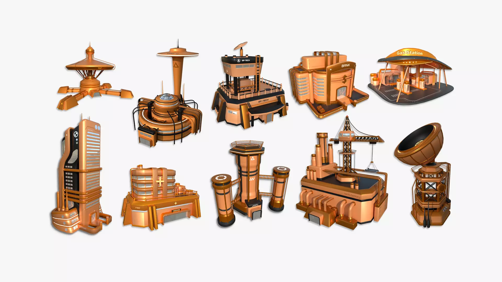 10 Sci Fi Buildings Collection D - Orange - Exterior Design _0