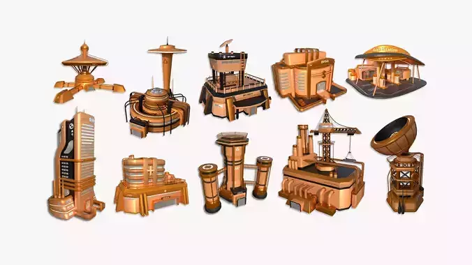 10 Sci Fi Buildings Collection D - Orange - Exterior Design 