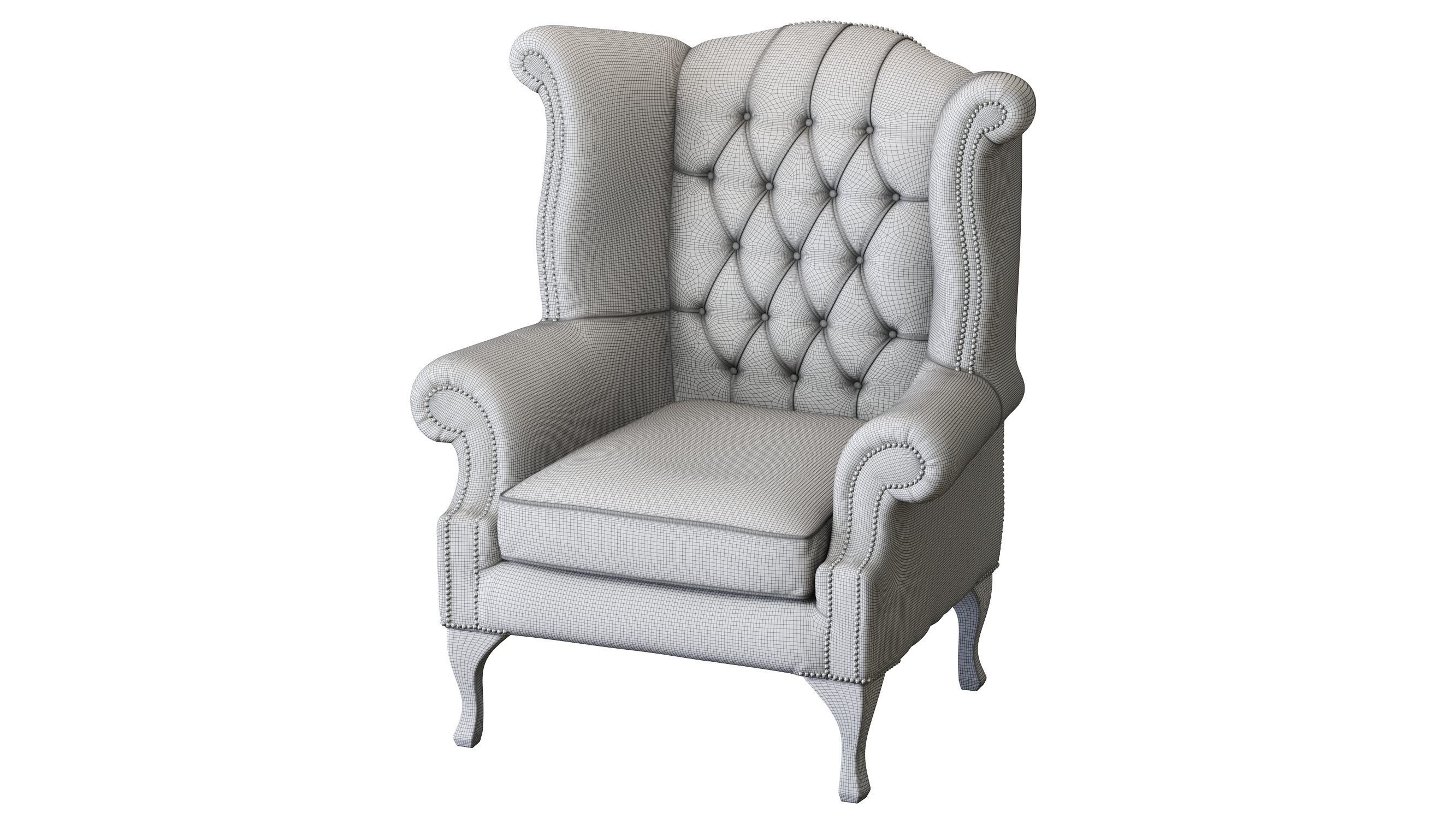 Armchair Chesterfield Queen 3D model_35