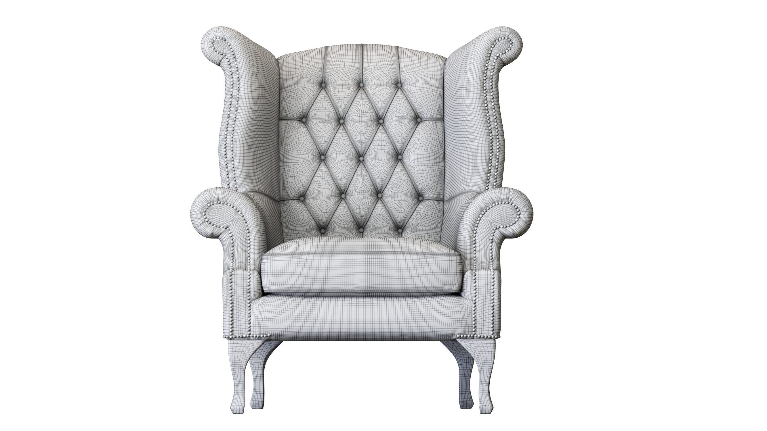 Armchair Chesterfield Queen 3D model_38