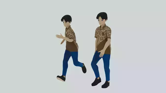 Cartoon Character Walking and Running Animation Low-poly 3D model