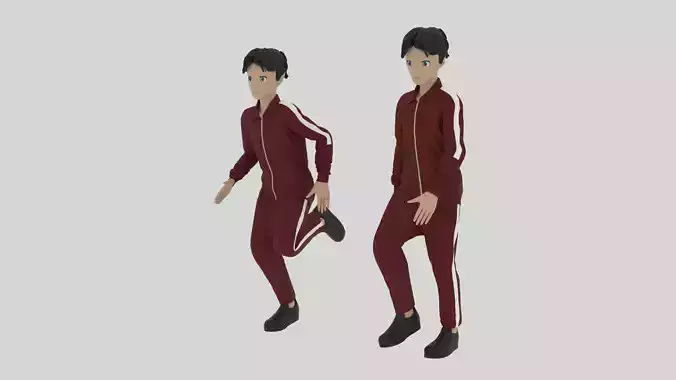 Cartoon Character Walking and Running Animation Low-poly 3D model