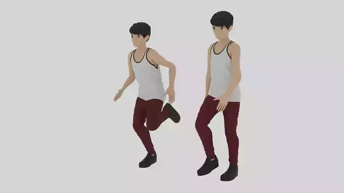 Cartoon Character Walking and Running Animation Low-poly 3D model