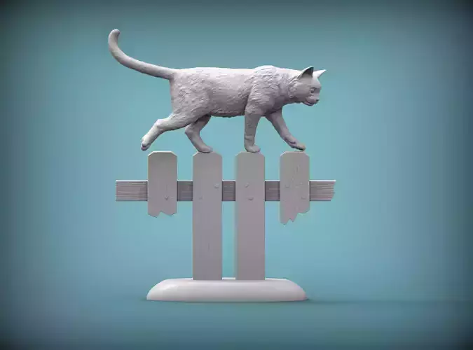 cat on the fence 3D print model