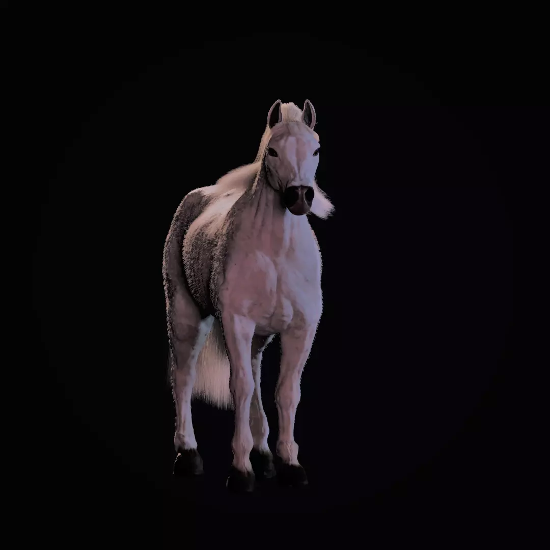 Horse Rigged and ANIMATED Model with Mane 3D model_0