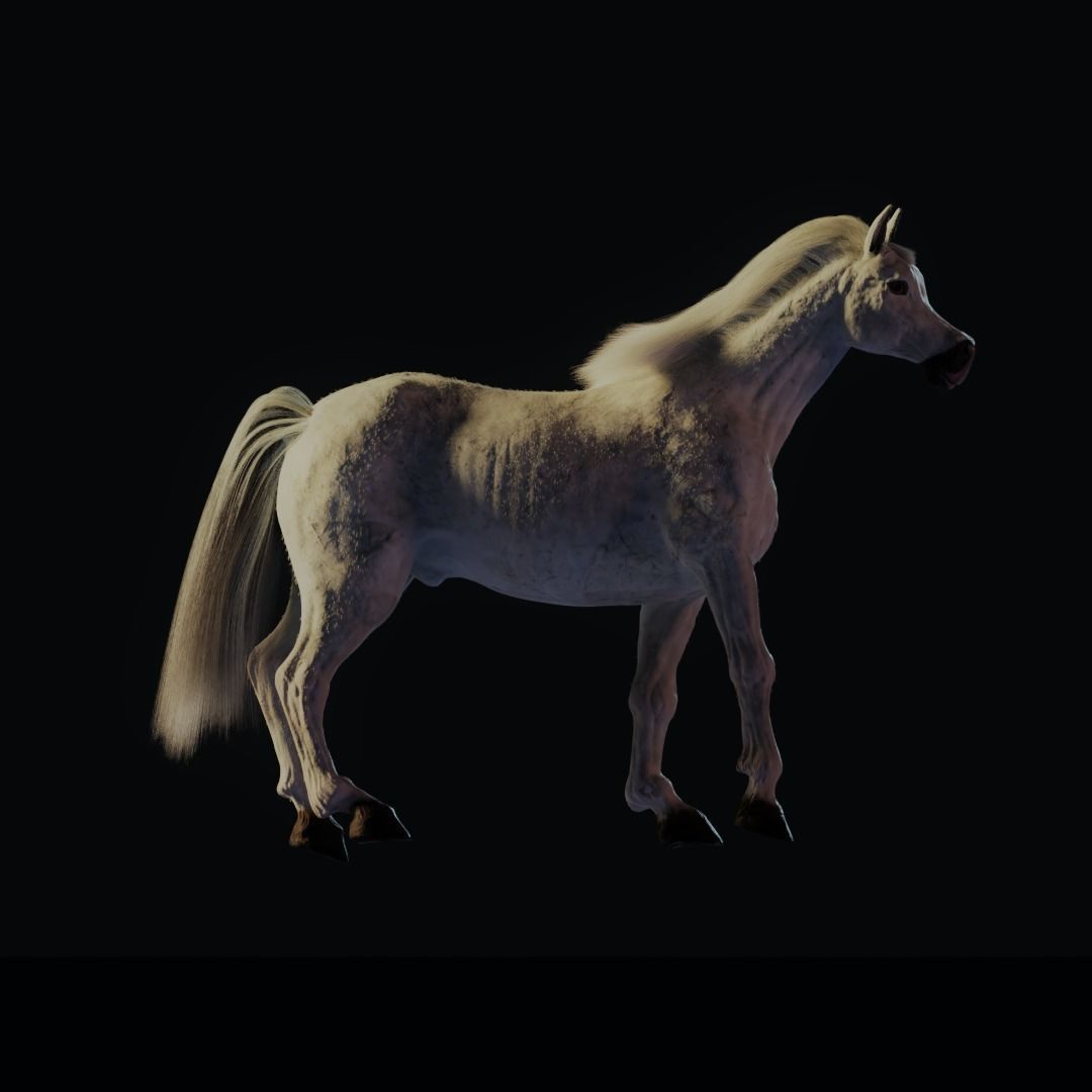 Horse Rigged and ANIMATED Model with Mane 3D model_3