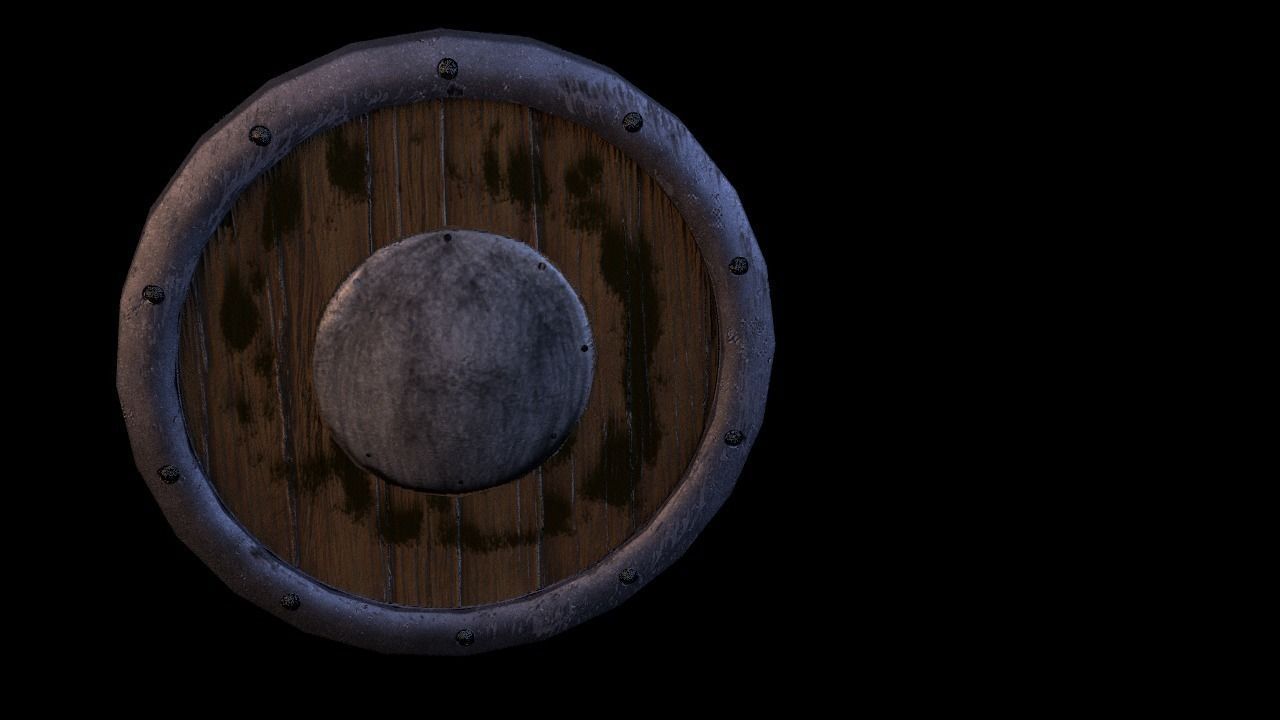Plain ROund Shild Low-poly 3D model_0