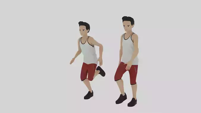 Cartoon Character Walking and Running Animation Low-poly 3D model