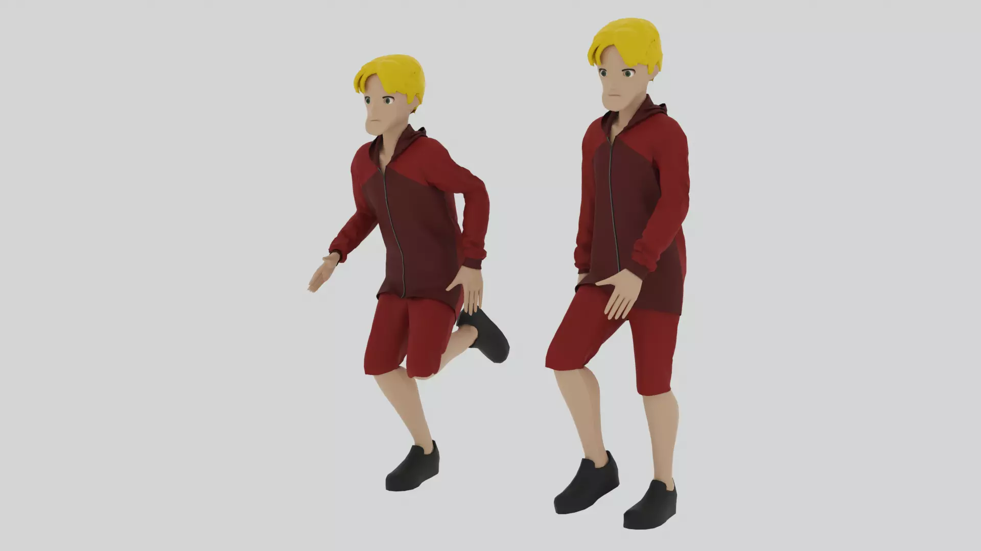 Cartoon Character Walking and Running Animation Low-poly 3D model