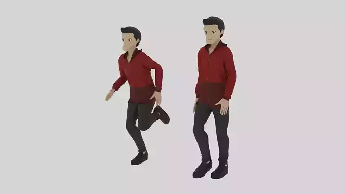 Cartoon Character Walking and Running Animation Low-poly 3D model