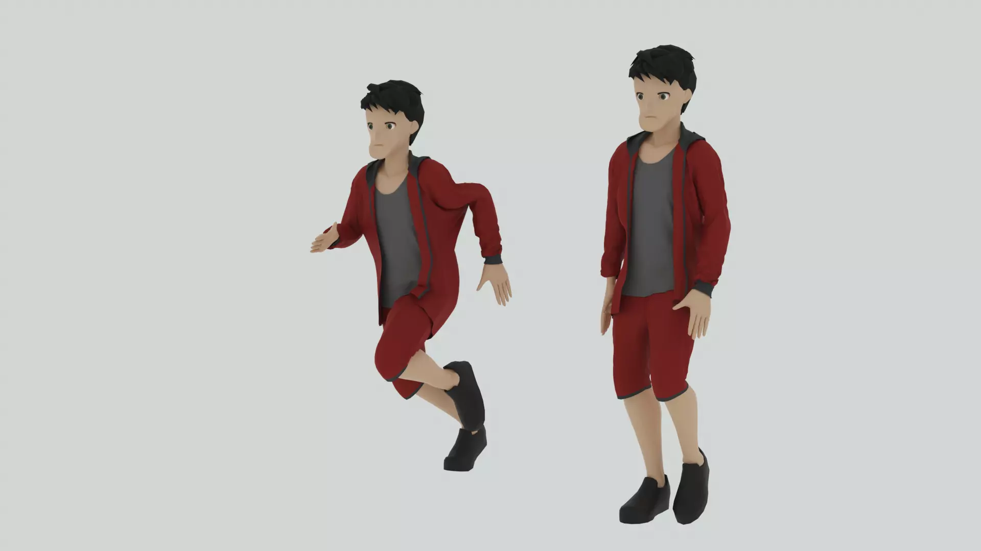 Cartoon Character Walking and Running Animation Low-poly 3D model