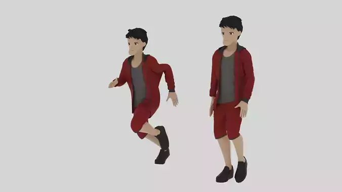 Cartoon Character Walking and Running Animation Low-poly 3D model