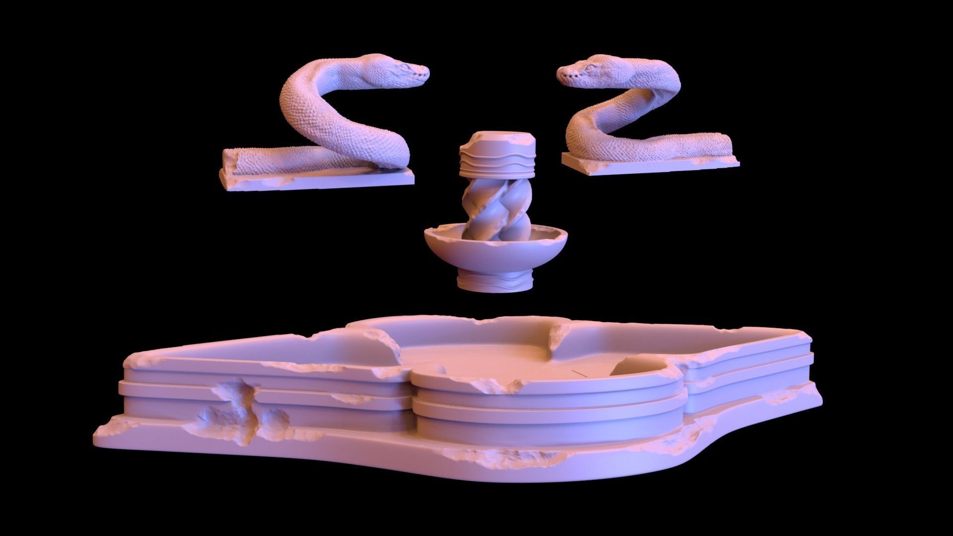Fountain dark elf 3D print model_2