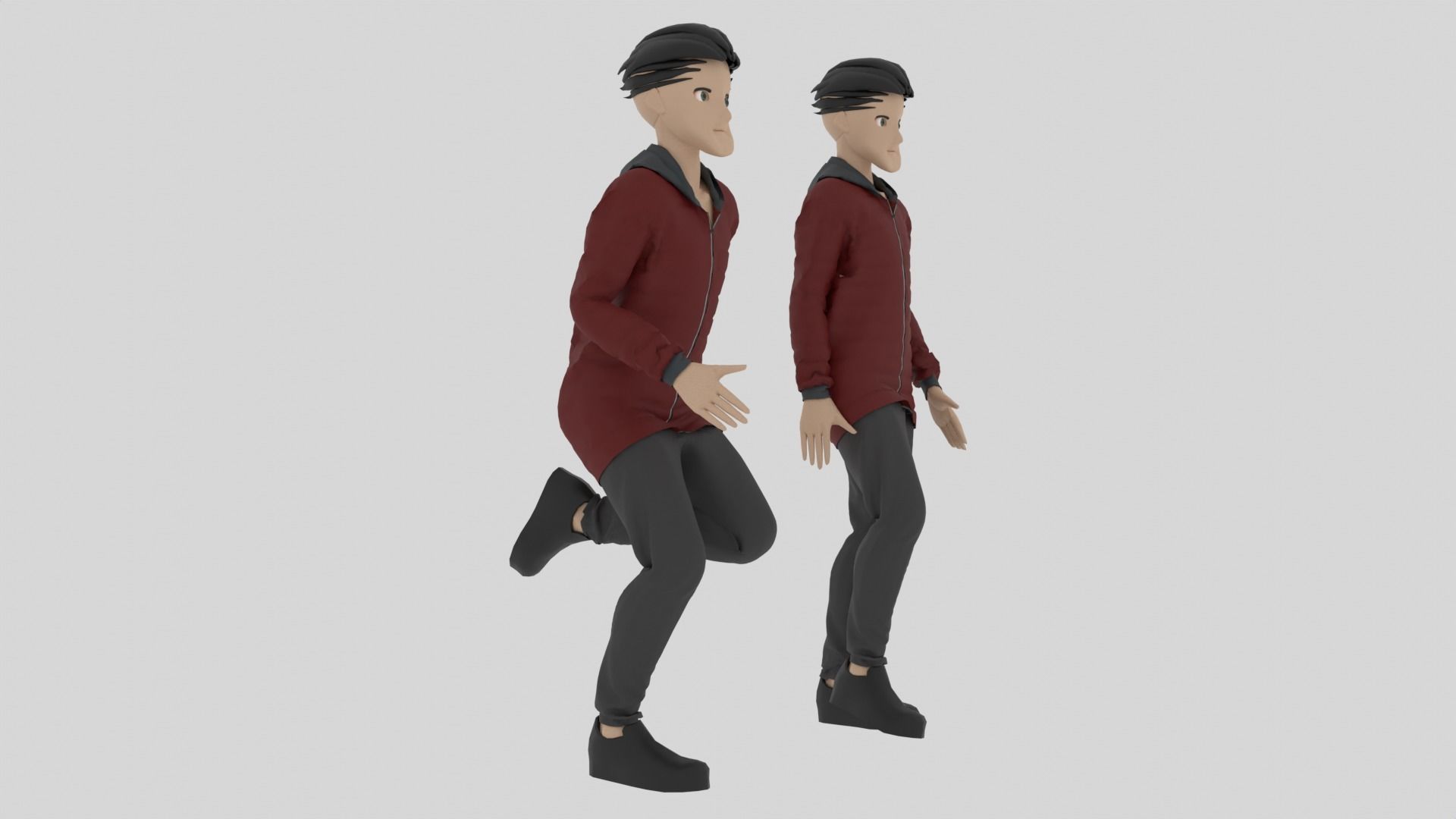 Cartoon Character Walking and Running Animation Low-poly 3D model_5