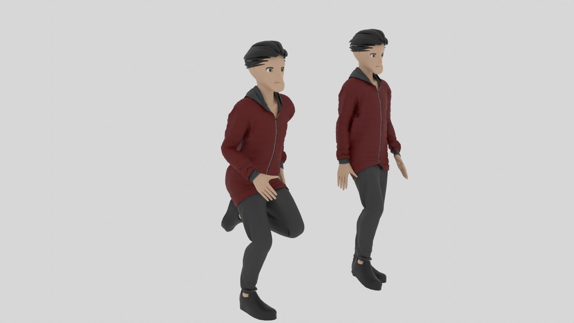Cartoon Character Walking and Running Animation Low-poly 3D model_2