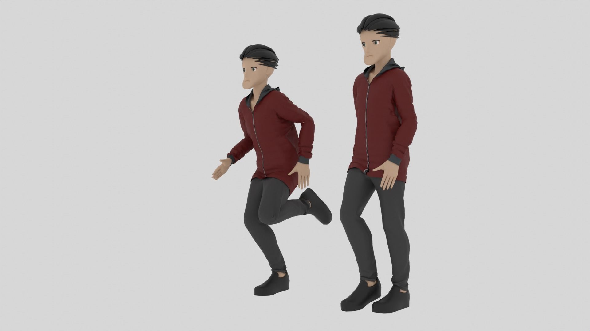 Cartoon Character Walking and Running Animation Low-poly 3D model_3