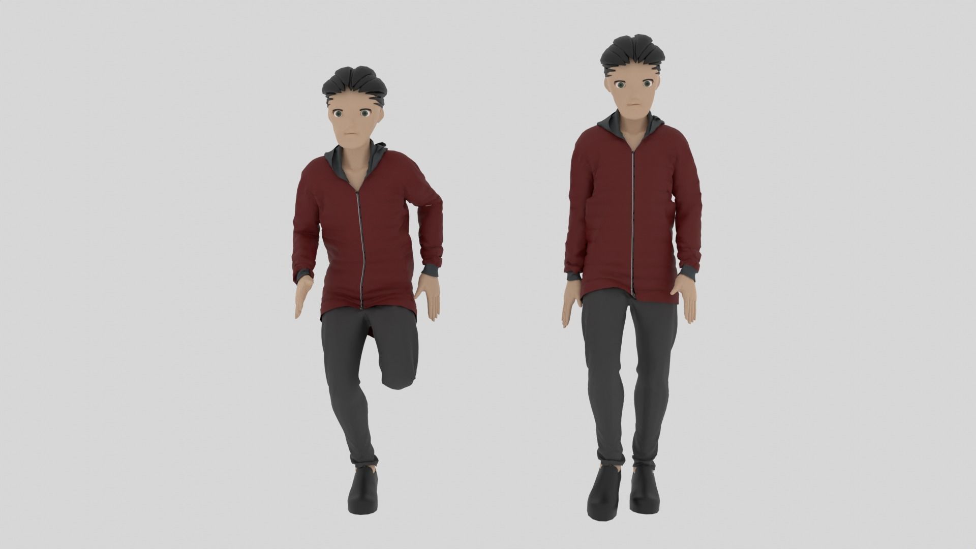 Cartoon Character Walking and Running Animation Low-poly 3D model_1