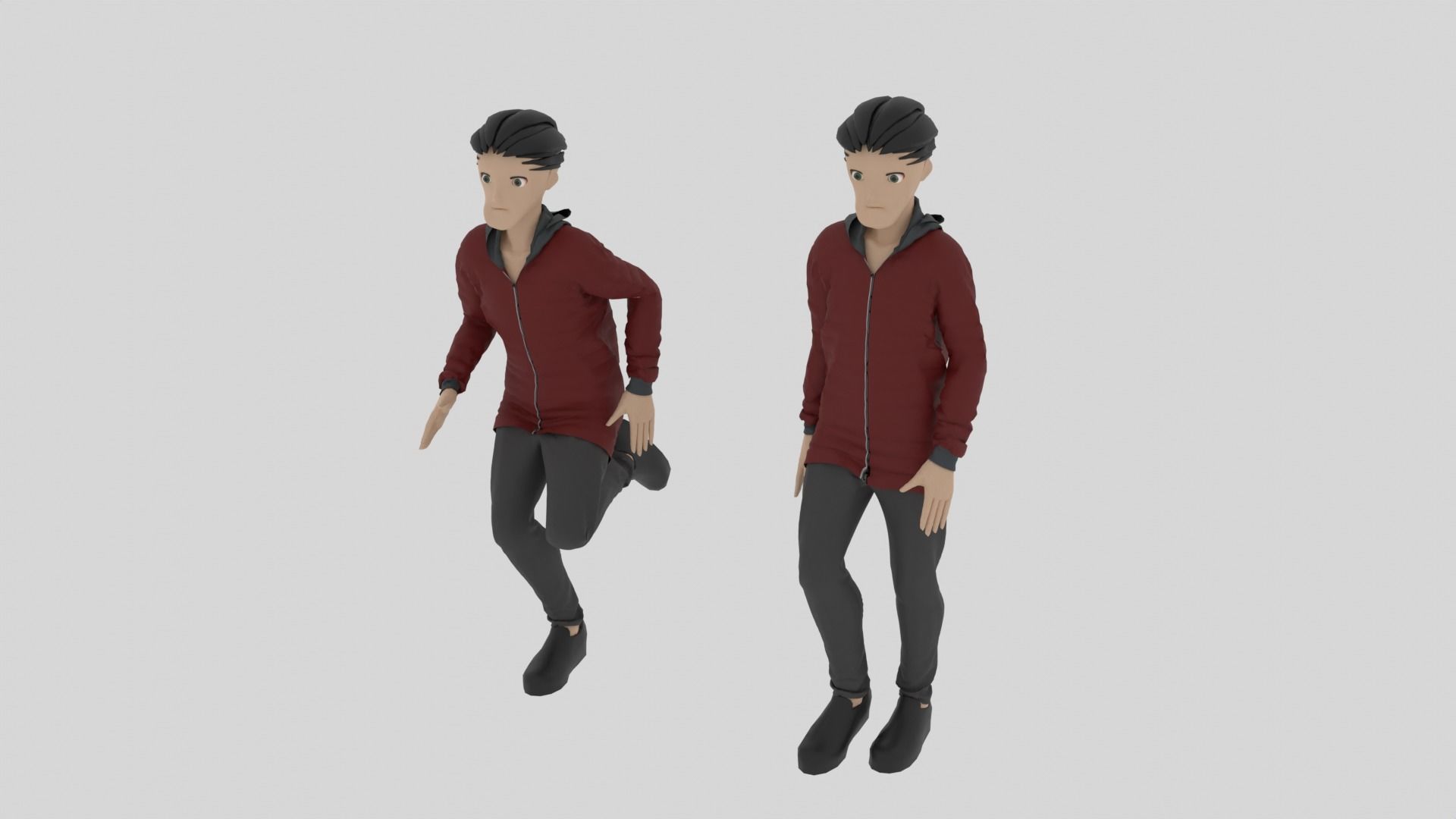 Cartoon Character Walking and Running Animation Low-poly 3D model_7