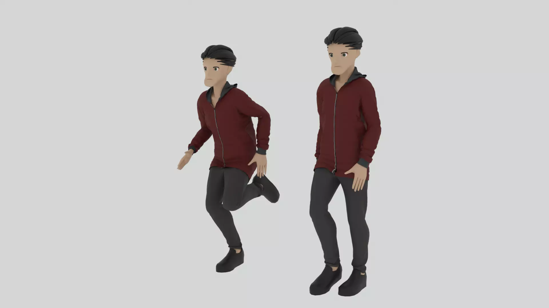 Cartoon Character Walking and Running Animation Low-poly 3D model_0