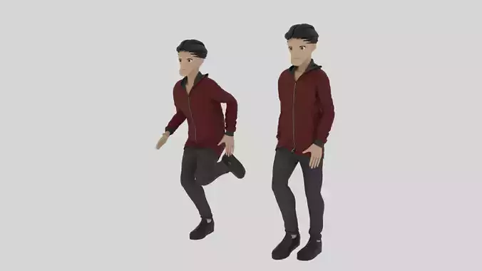 Cartoon Character Walking and Running Animation Low-poly 3D model
