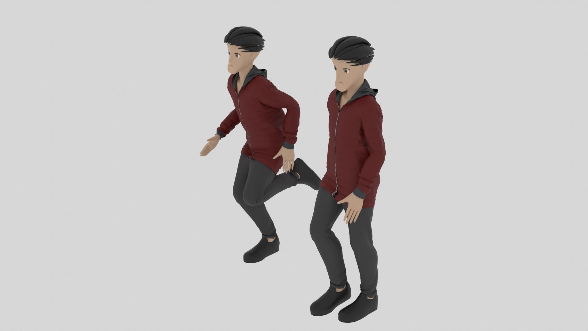 Cartoon Character Walking and Running Animation Low-poly 3D model_6