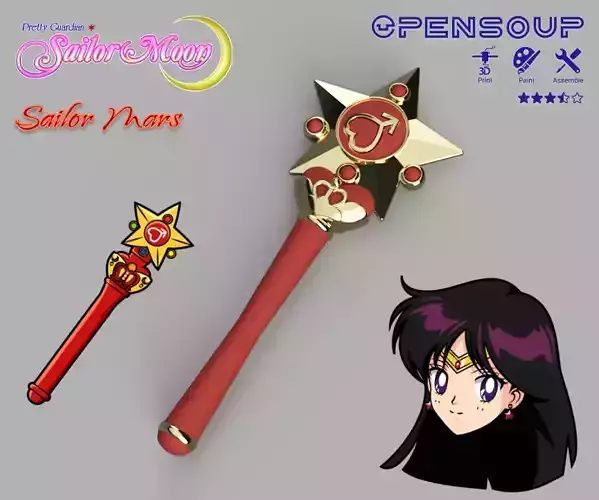 Pretty guardian Sailor Mars transformation wand 3D print model