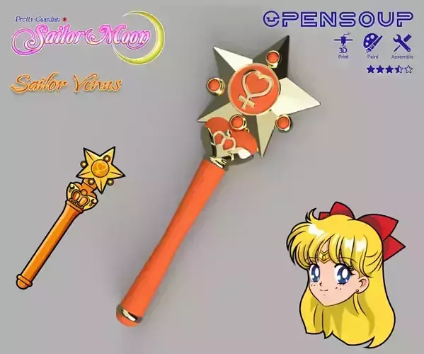 Pretty guardian Sailor Venus transformation wand 3D print model