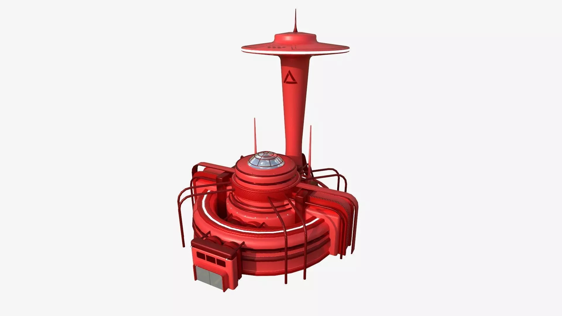 SciFi Facility D05 Red - Sci Fi Exterior Design Low-poly 3D model_0