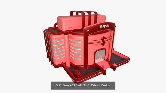 10 Sci Fi Buildings Collection E - Red - Exterior Design 3D Model Pack 4