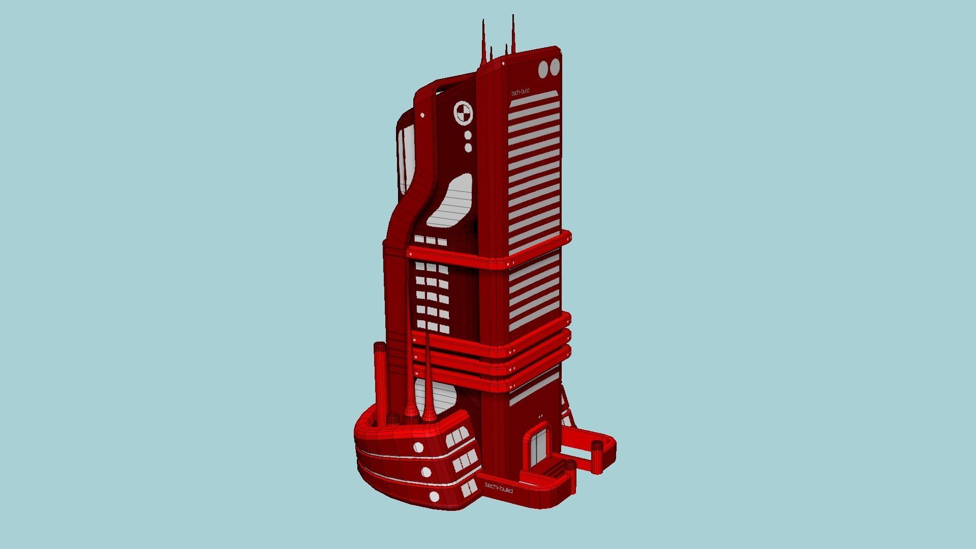 10 Sci Fi Buildings Collection E - Red - Exterior Design _22