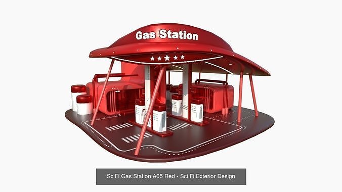 10 Sci Fi Buildings Collection E - Red - Exterior Design 3D Model Pack 3