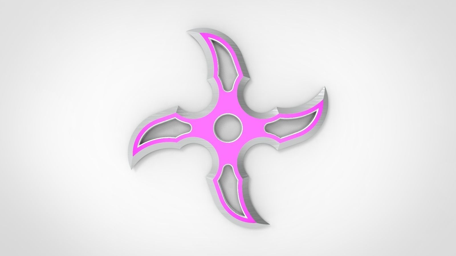 Shuriken orange and silver sword 3D model_4