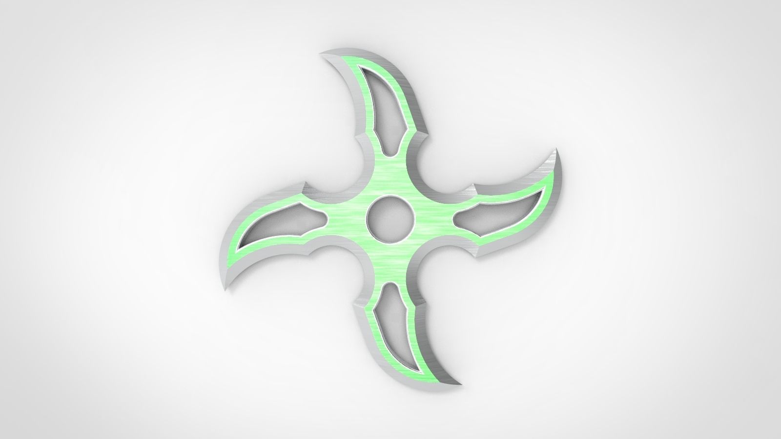 Shuriken orange and silver sword 3D model_3