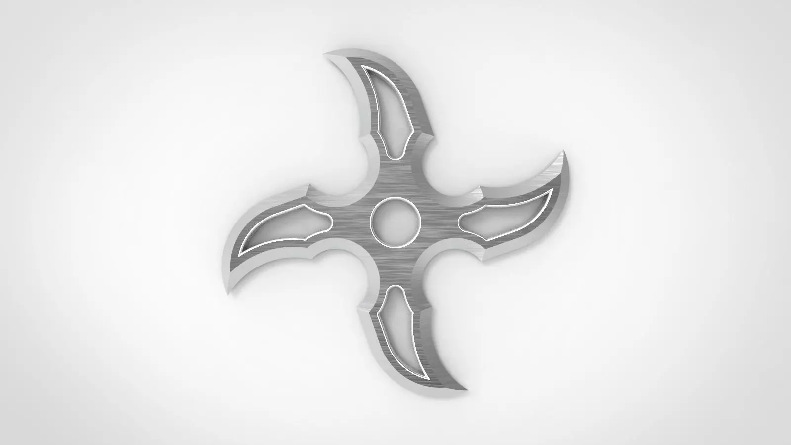Shuriken orange and silver sword 3D model_0