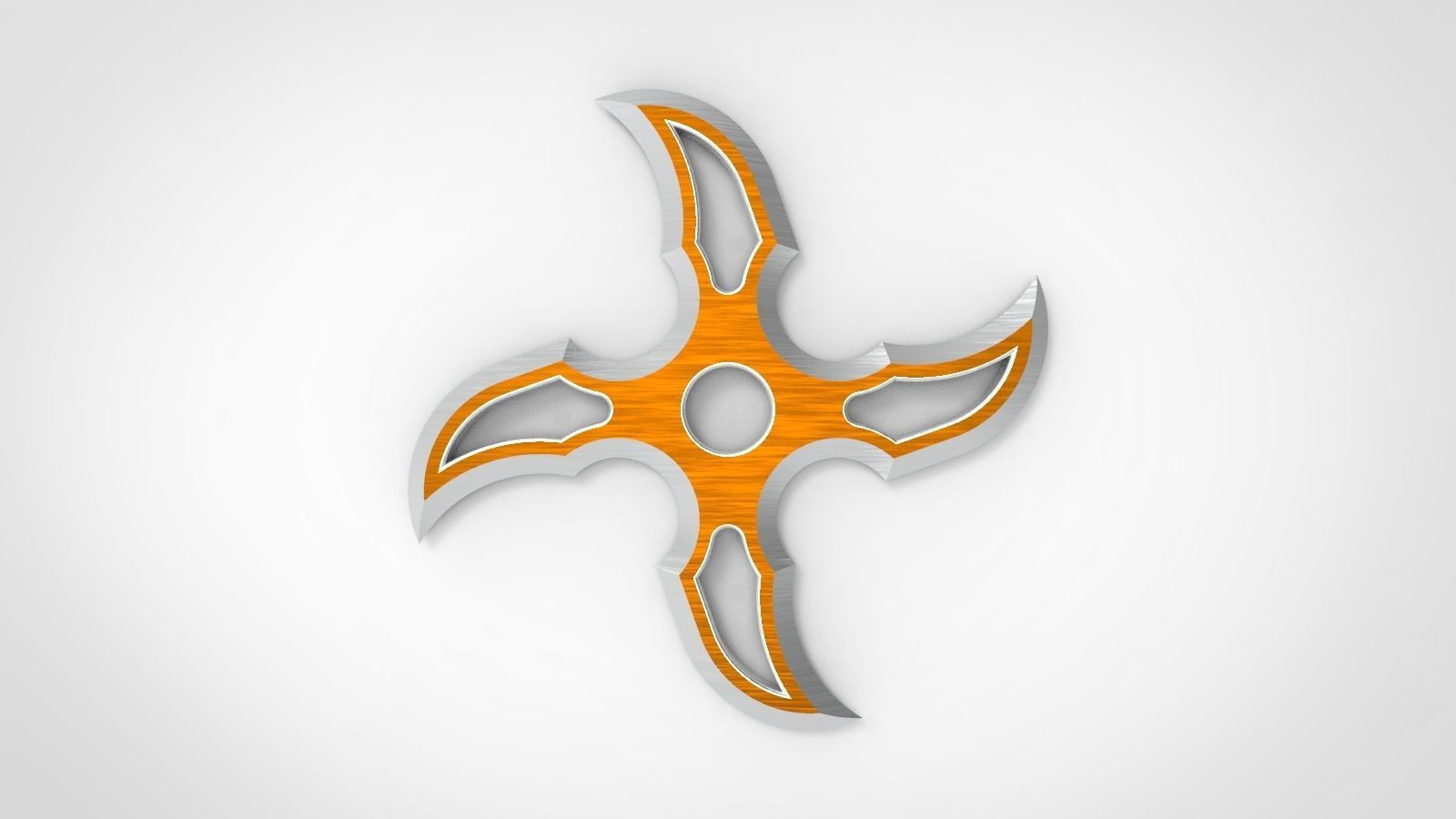 Shuriken orange and silver sword 3D model_1