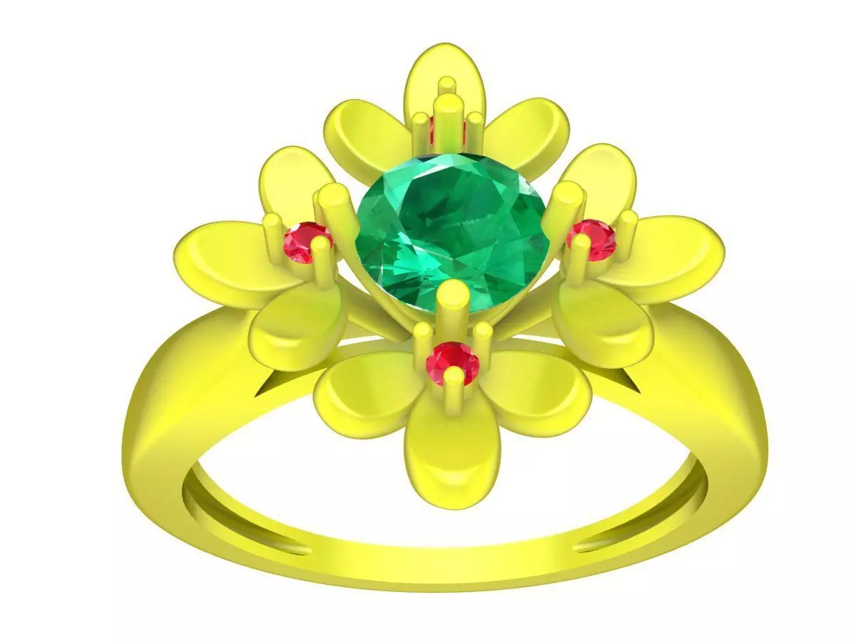Luxury Multi Petal Floral Gemstone Ring 3D Model 4359 3D print model