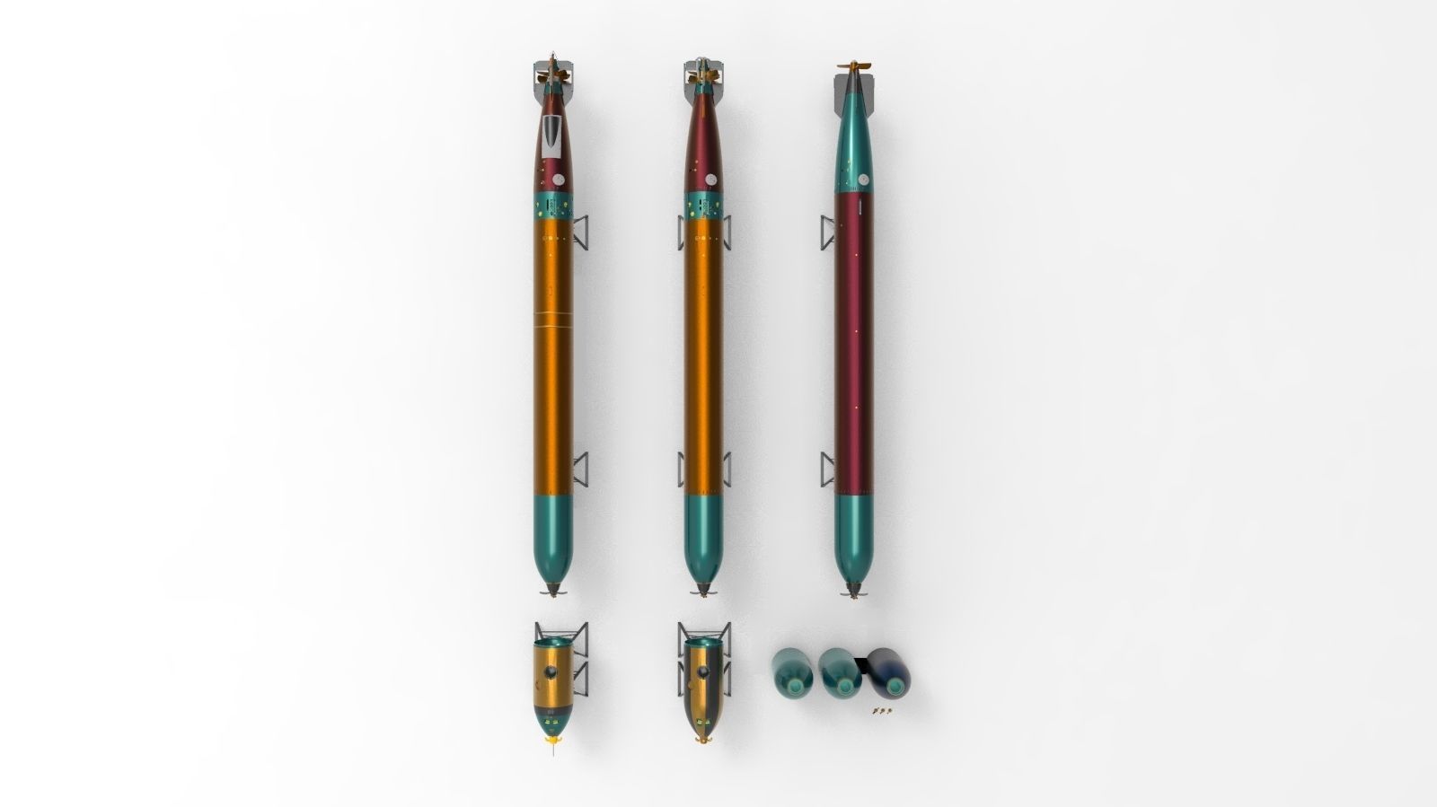 torpedos three missiles 3D model_2