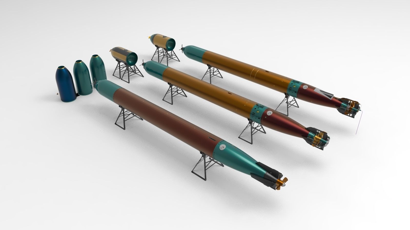 torpedos three missiles 3D model_4