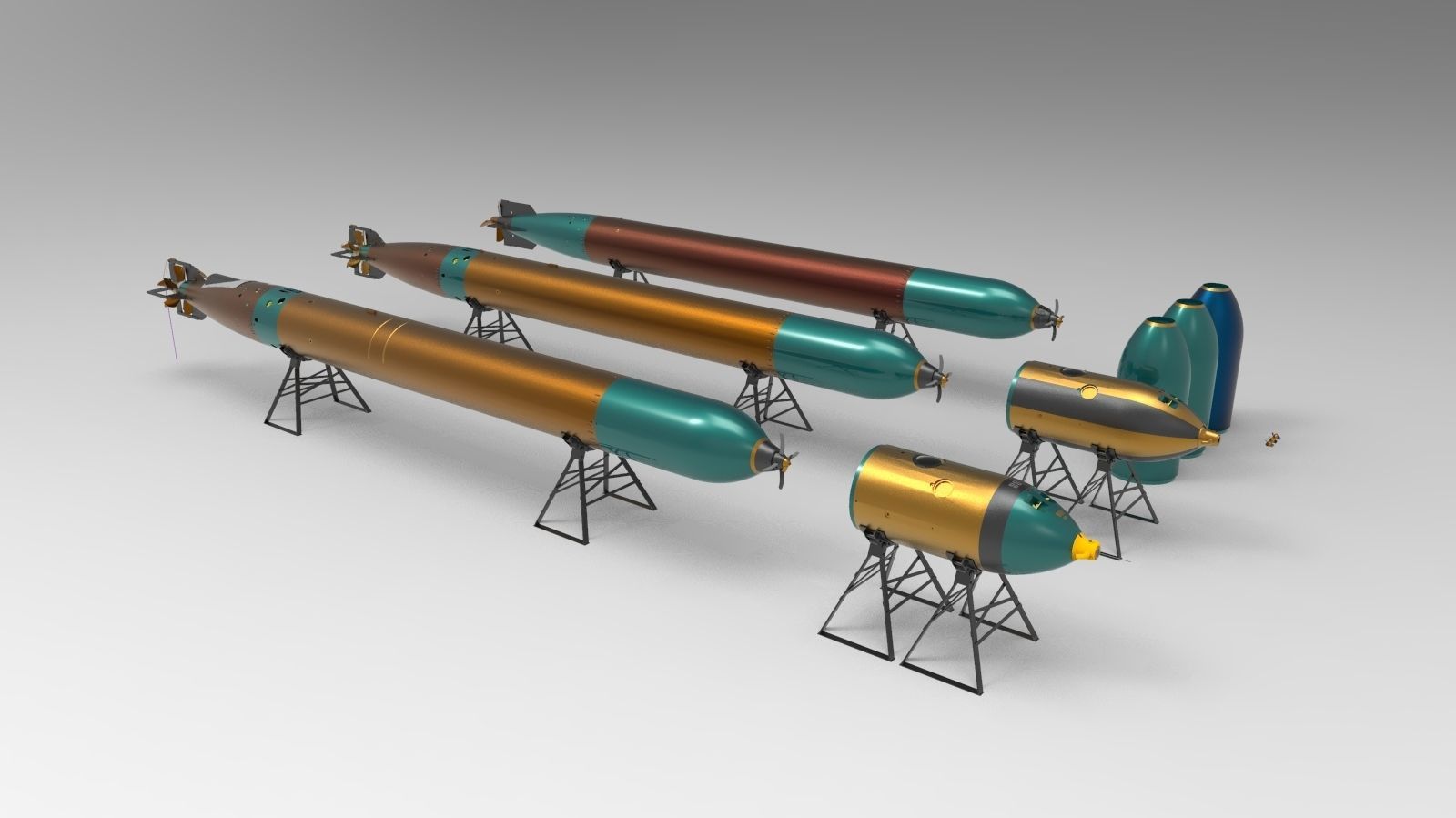torpedos three missiles 3D model_1