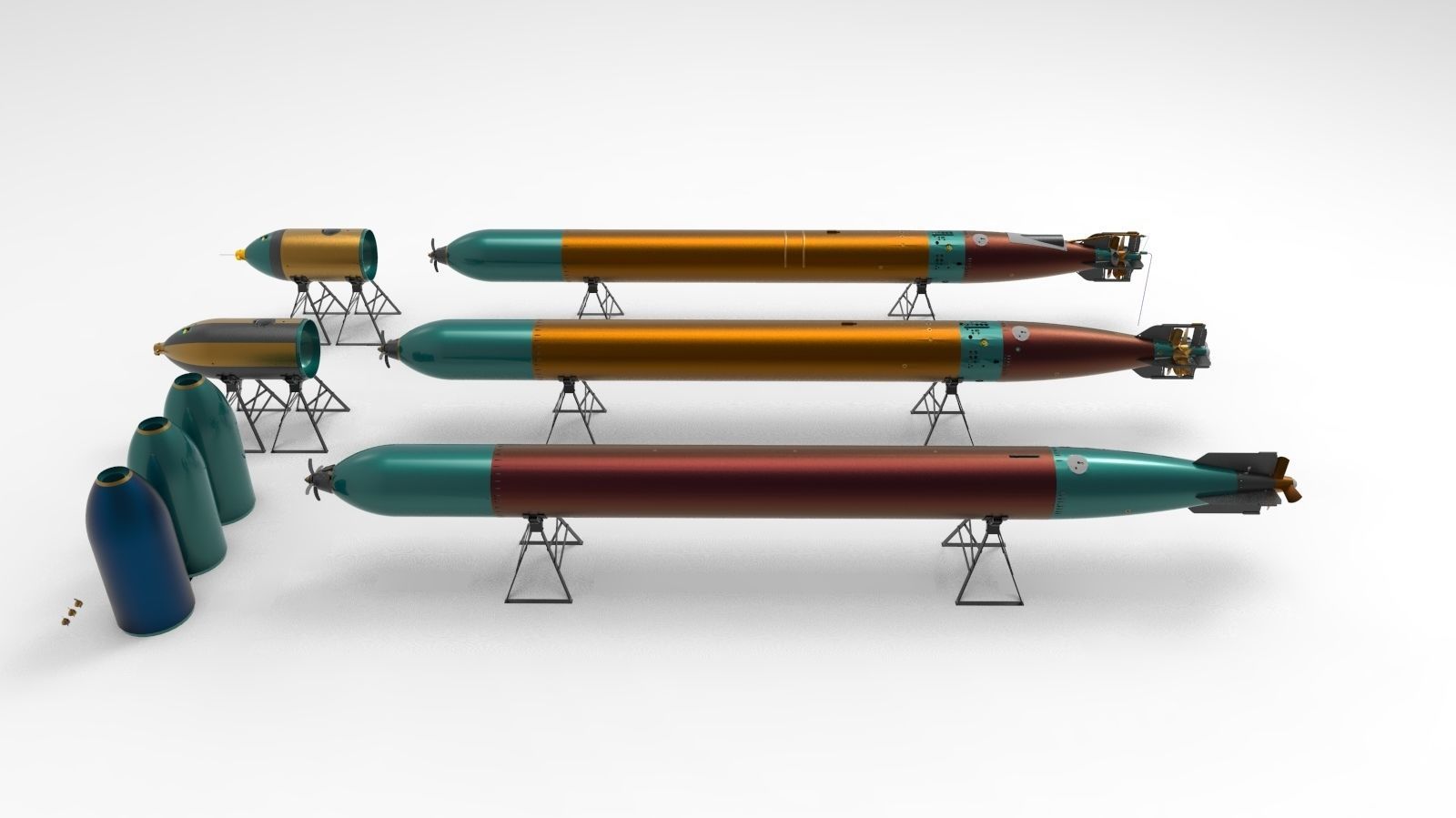 torpedos three missiles 3D model_3