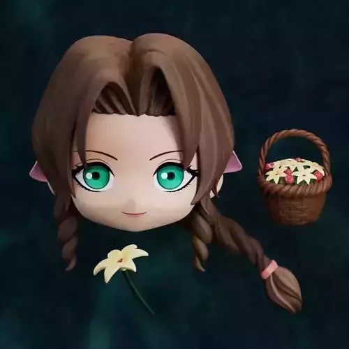 CUSTOM HAIR NENDOROID AERITH CHIBI FINAL FANTASY VII 3D print model