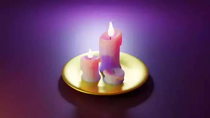 Candle two candles on gold plate