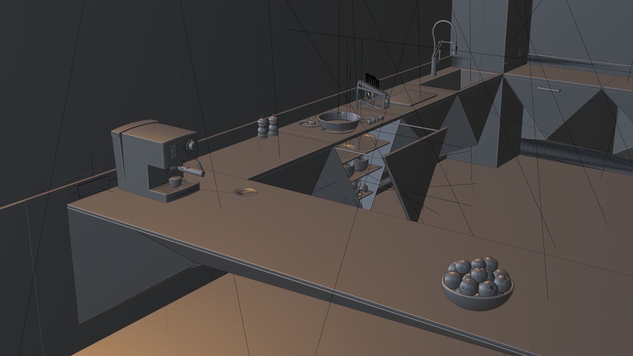 Futuristic kitchen 3D model_4