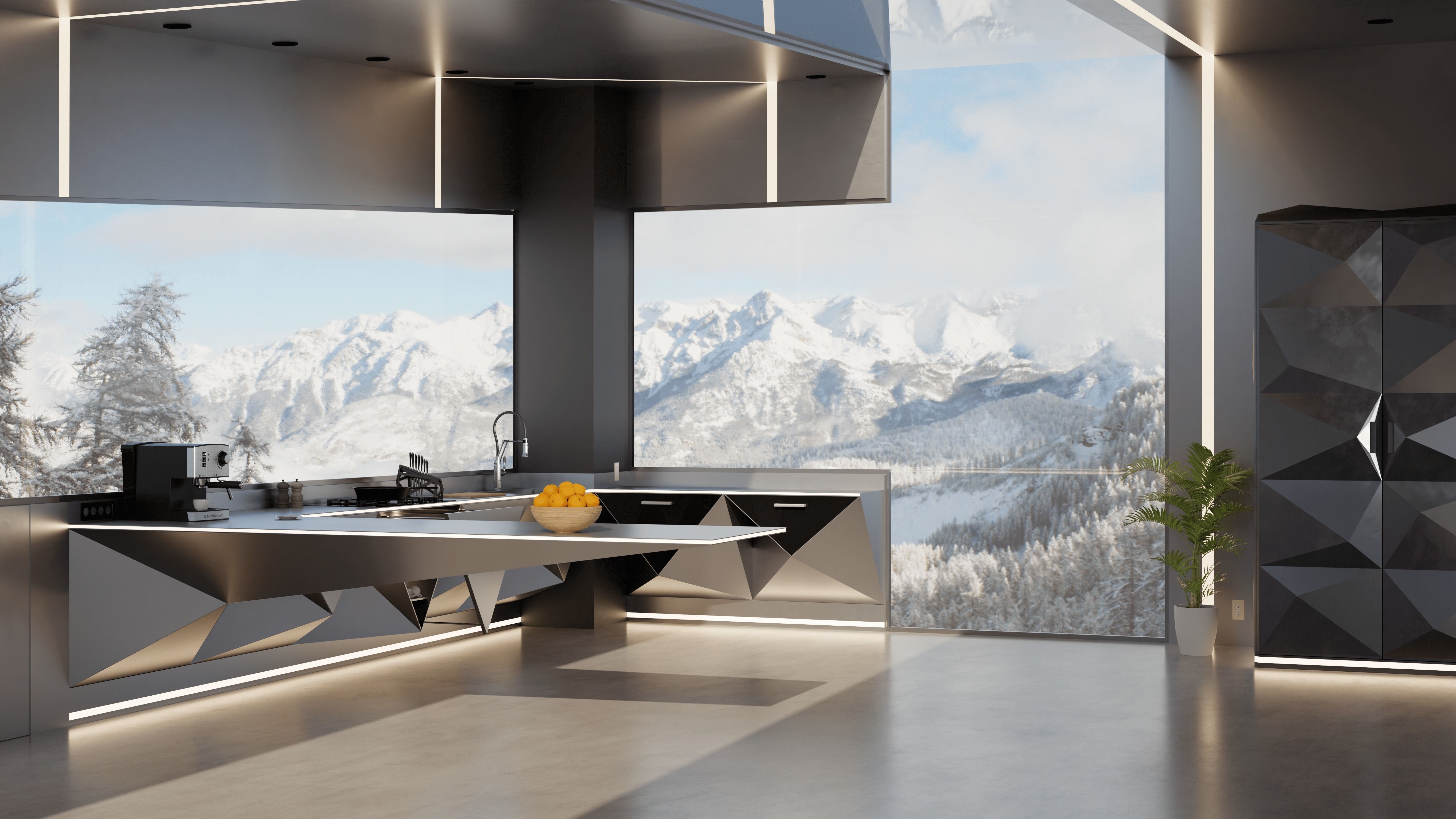 Futuristic kitchen 3D model_2