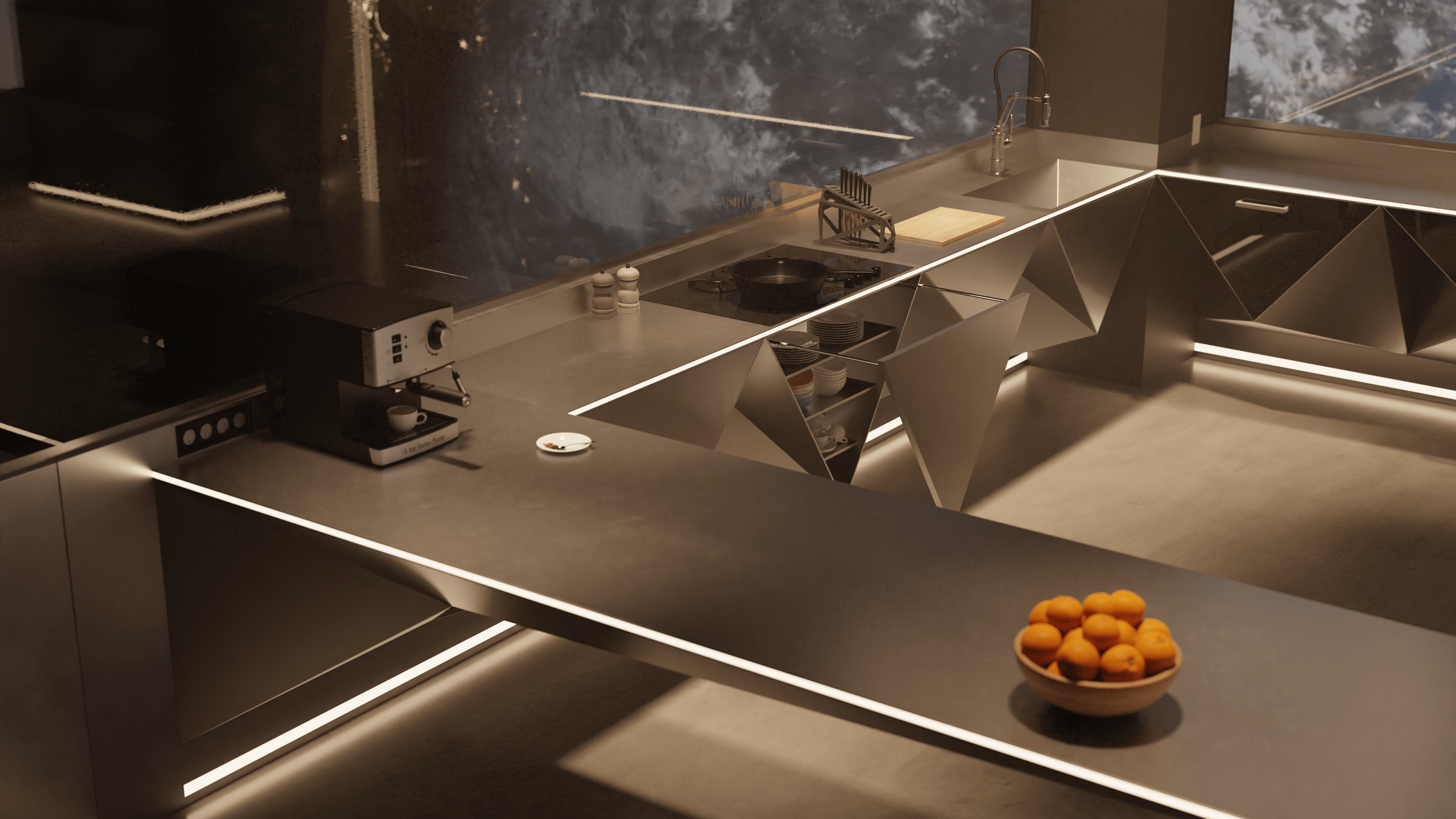 Futuristic kitchen 3D model_1