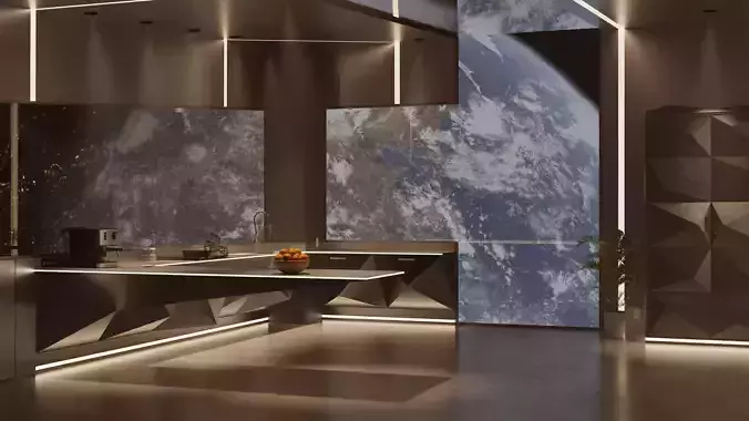 Futuristic kitchen 3D model