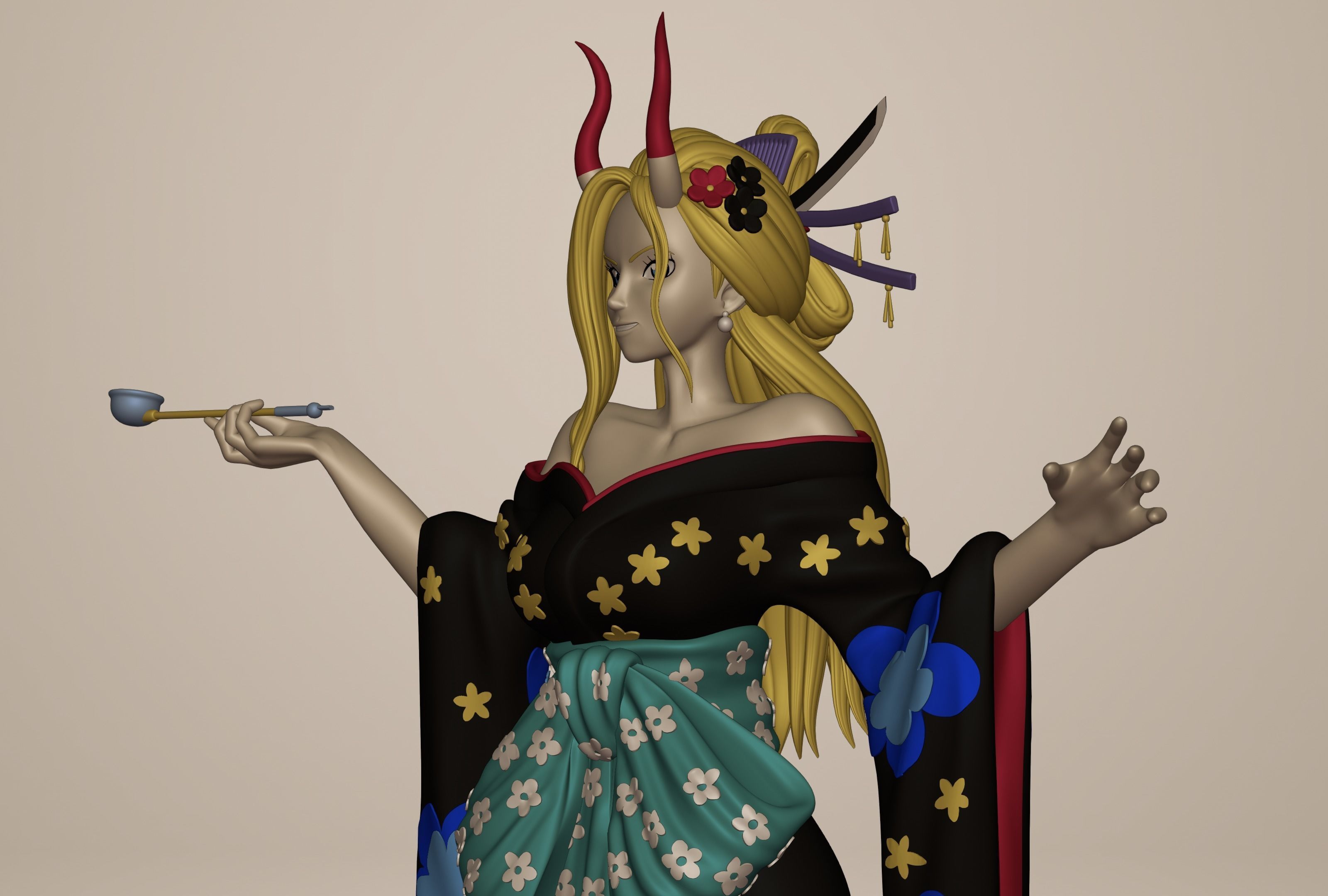 BLACK MARIA ONE PIECE FIGURINE Low-poly 3D model_19