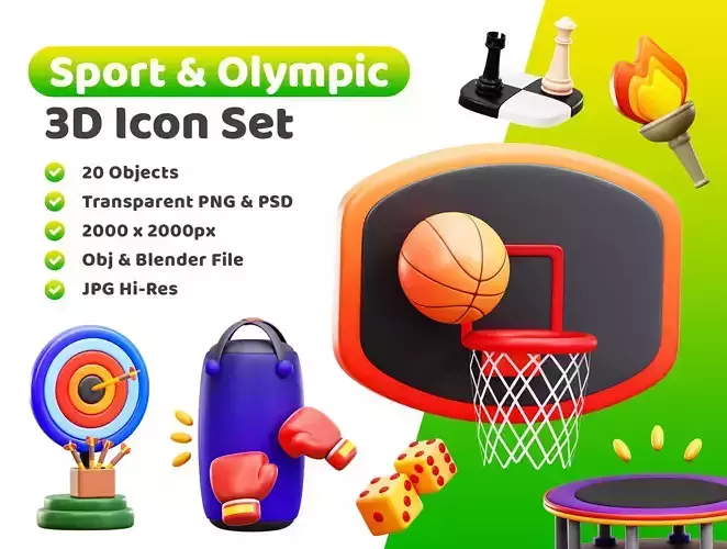 Sport Olympic Icon Pack 3D Model Low-poly 3D model
