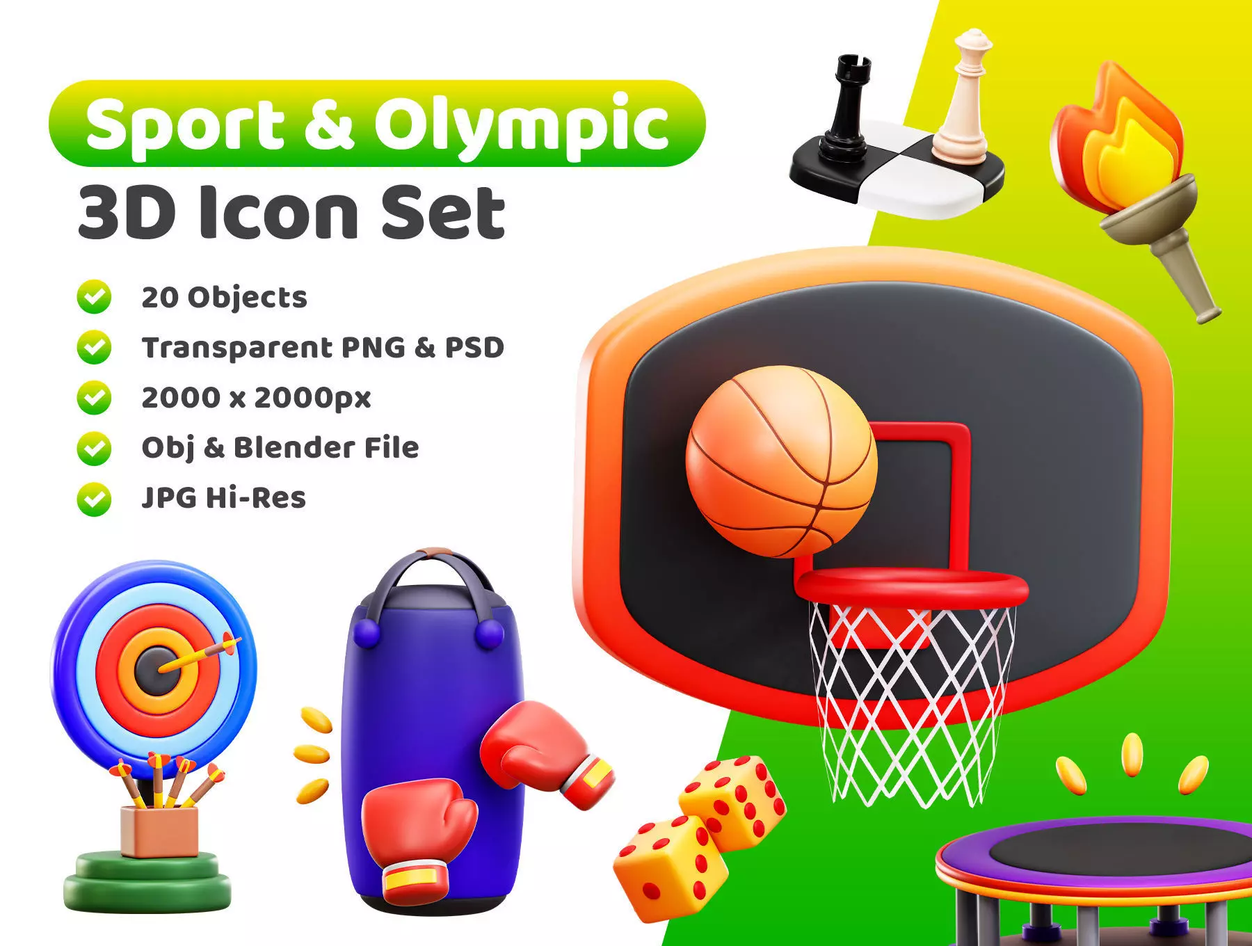 Sport Olympic Icon Pack 3D Model Low-poly 3D model_0