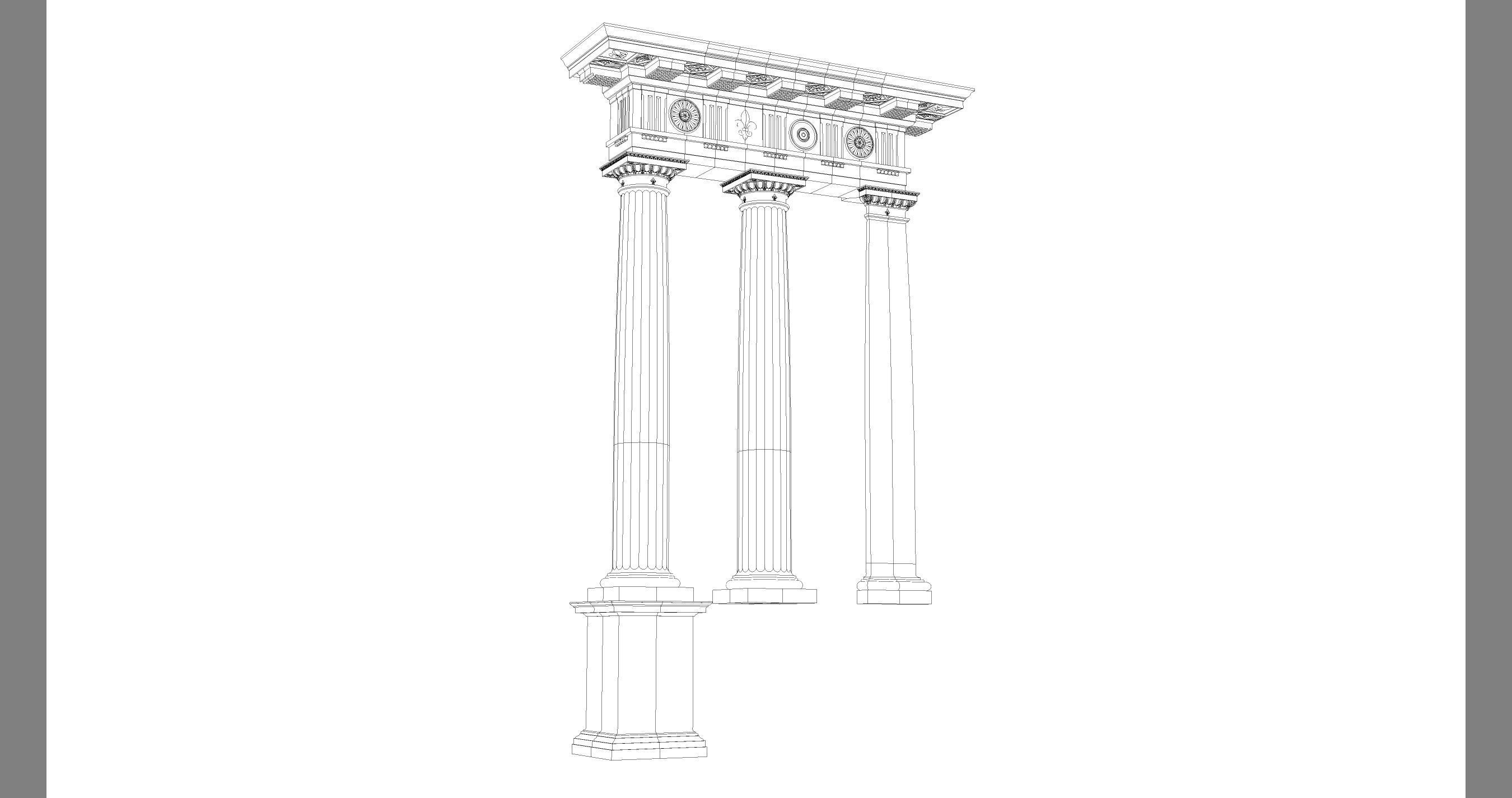 Doric column with pedestal and entablature on Vignola 3D model_11